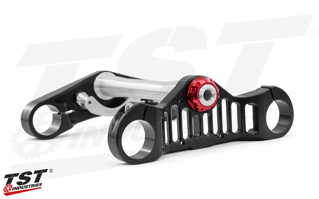 CNC machined from high-grade aluminum for a lightweight unit that sheds weight from your Ninja 400.