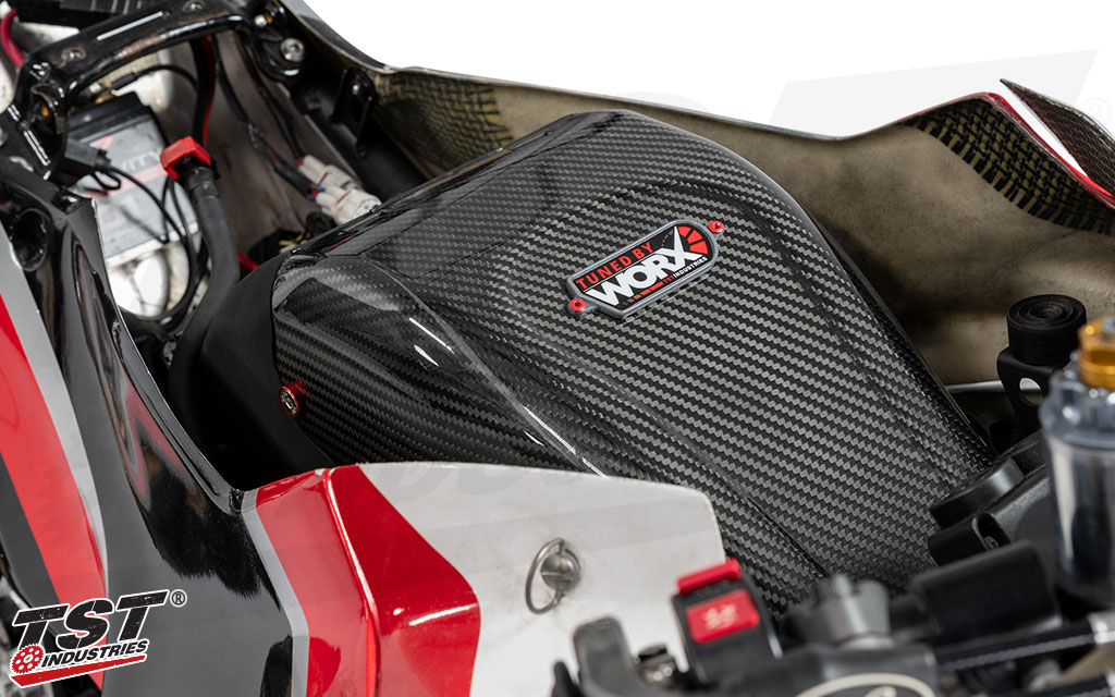 Improve the top end power of your Kawasaki Ninja 400 with the TST WORX Airbox.