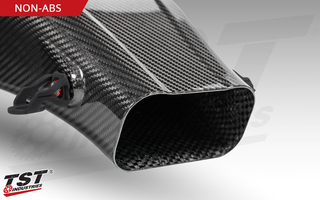 Carbon fiber intake delivers air the the internal V2 velocity Stacks for optimized airflow.