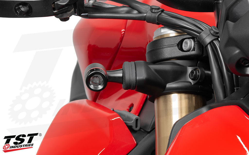 Proprietary slim design doesn't add unnecessary bulk to your Ducati motorcycle turn signal setup.