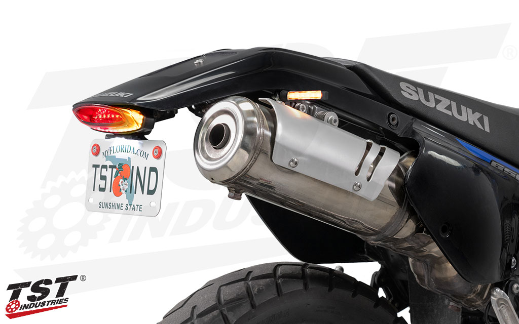 Improve rear visibility by mounting aftermarket turn signals to your Suzuki DR650.