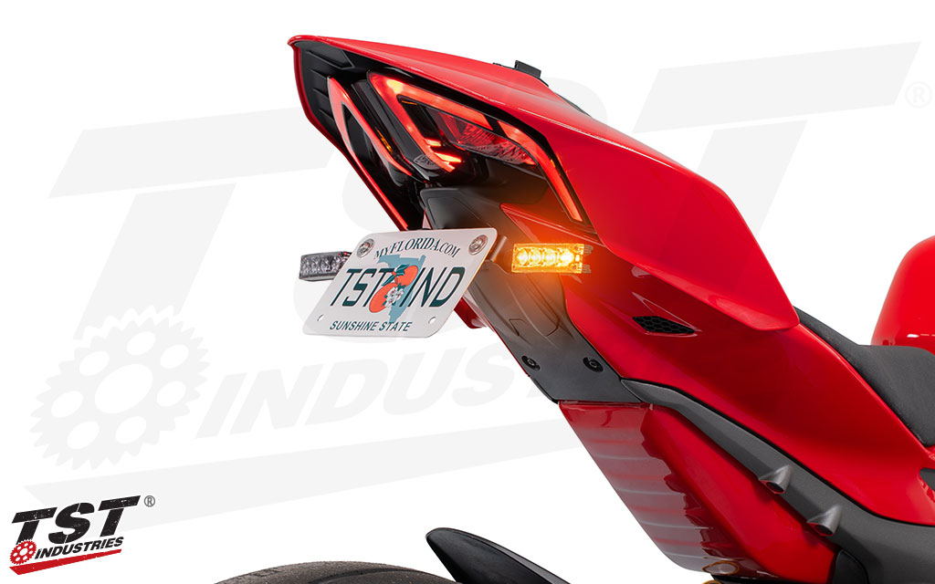 Upgarde your 2025+ Ducati Panigale V4 / V2 with bright LED rear turn signals from TST Industries.