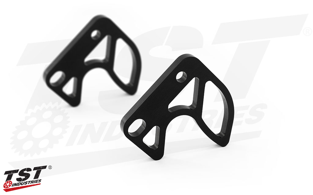 CNC machined aluminum features a durable black anodized finish.