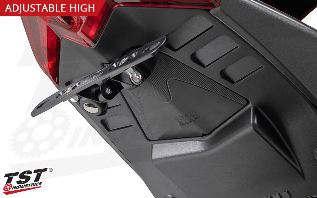 The Adjustable High Mount features adjustable hardware so you can pick your license plate angle.