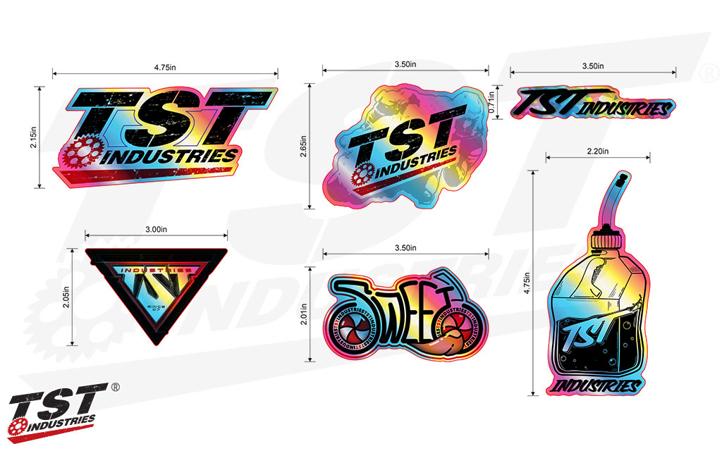 Reference the sizes of the stickers.