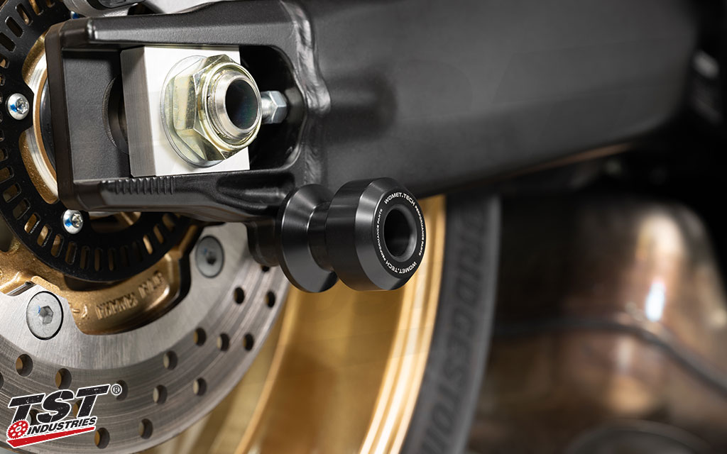 Protect your motorcycle with oversized delrin spool sliders from Womet-Tech.
