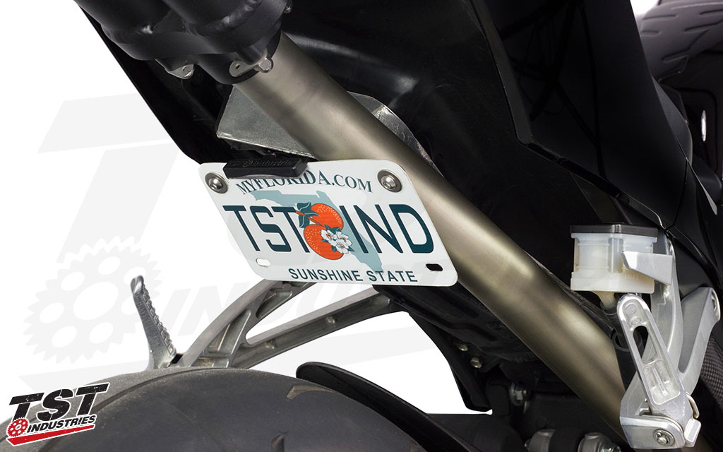 Mount your license plate tucked under the tail of your CBR600RR.