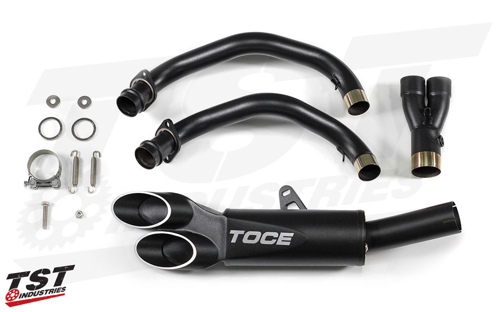 What's included in Toce Razor Tip Full Exhaust System for the Yamaha FZ-07 / MT-07 / XSR700