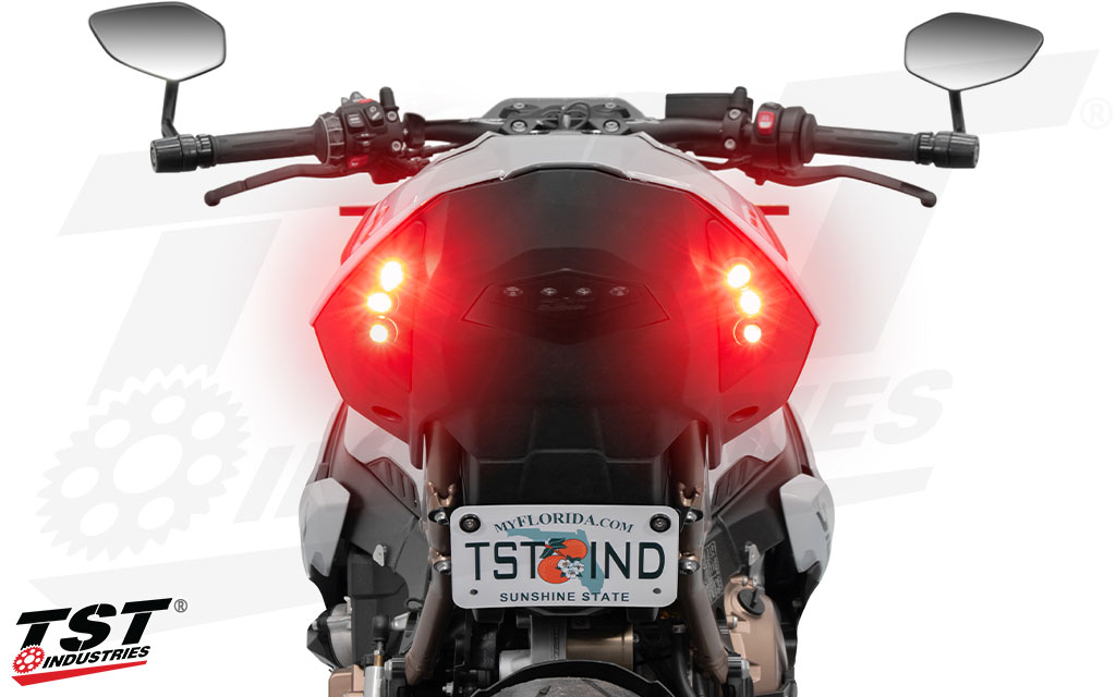 Full power is activated during brake actuation, demanding attention from those around you.