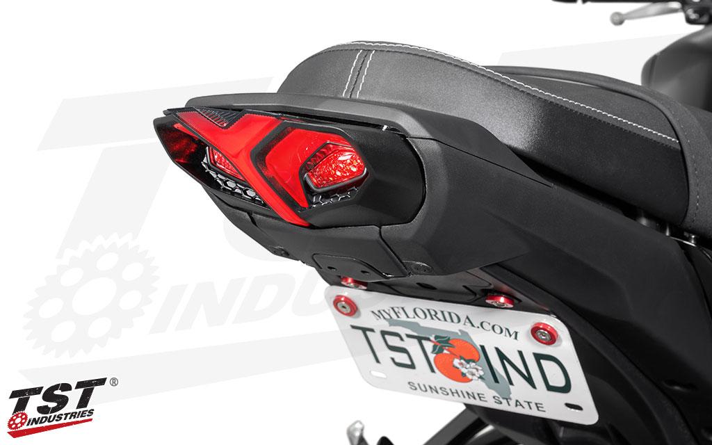 We designed the tail light with different light fields that aid in side visibility and enhance the style.