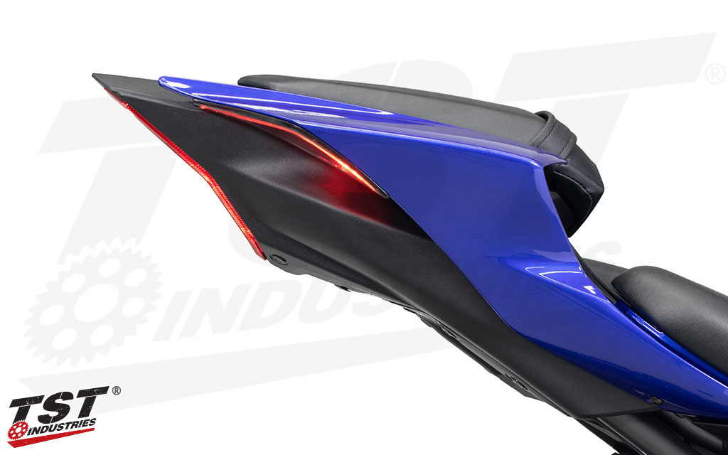 The modern perimeter LED running light is visible from the side of your Yamaha R7.