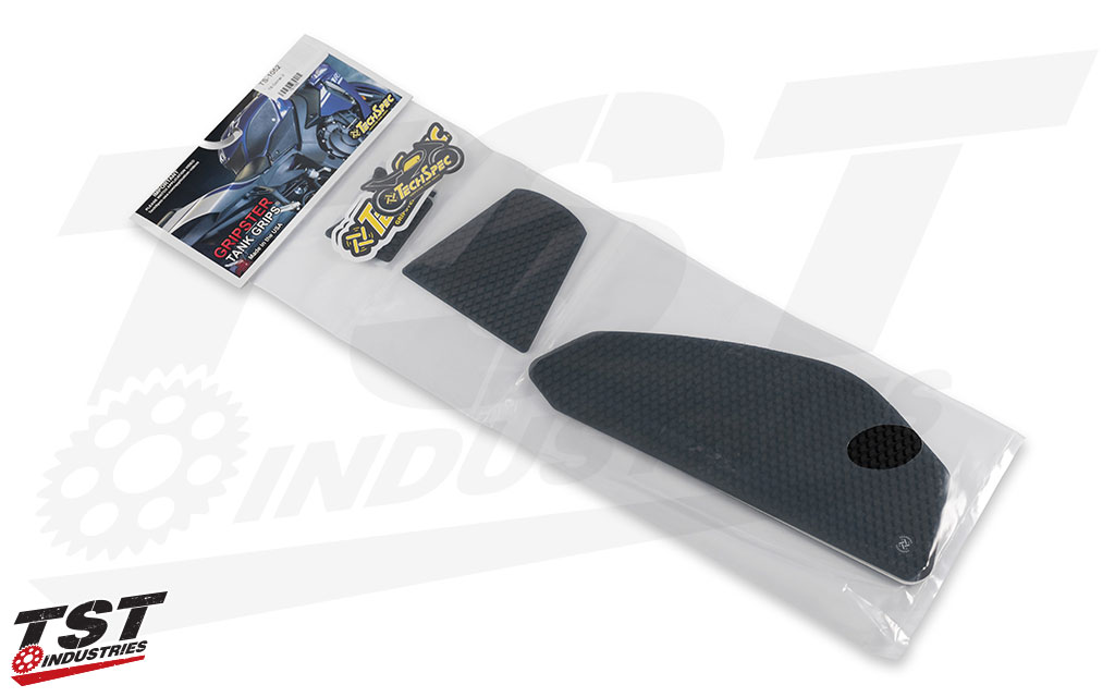 What's included in the TechSpec Gripster Tank Grips for Yamaha YZF-R7 2022+ - Snake Skin