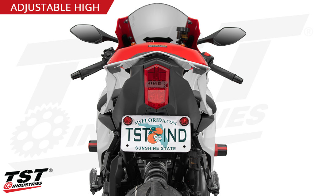 Removes the factory fender for a high quality tail tidy with an adjustable license plate bracket.
