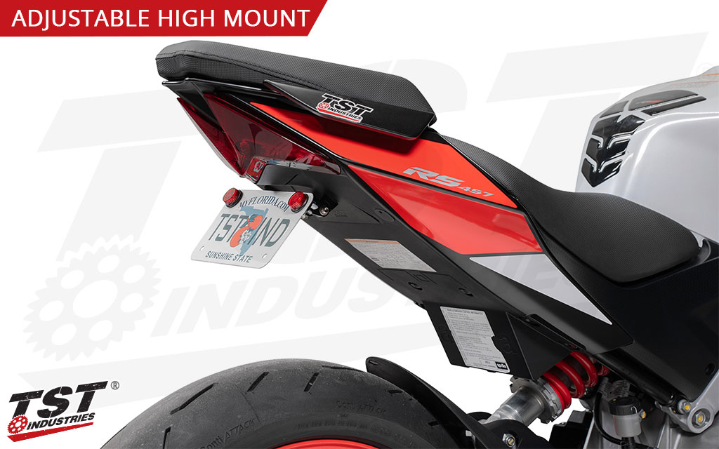 Mount your plate exactly how you want on your Aprilia RS 457 with the TST Adjustable Elite-1 Fender Eliminator.