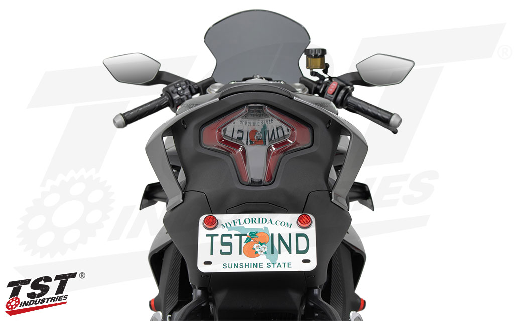Mount your license plate without the extra bulk with the TST Industries Elite-1 Fender Eliminator.