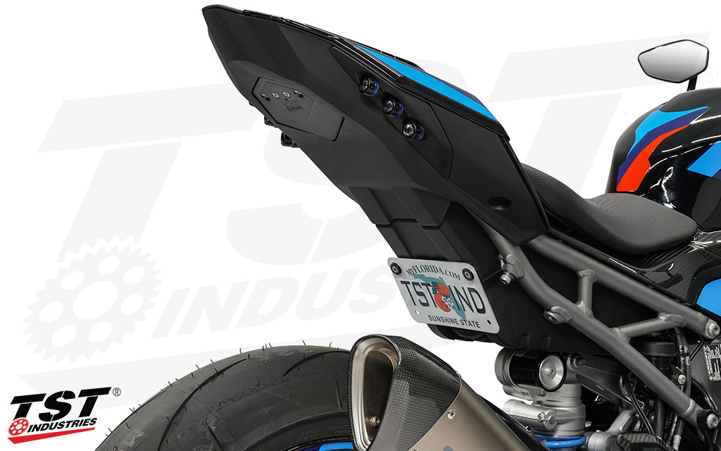 BMW M1000R with the TST Industries Low Mount Fender Eliminator installed.