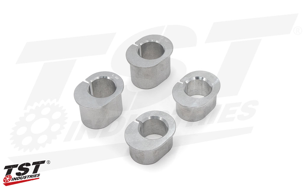 Swappable offset inserts enable riders to finetune their setup.