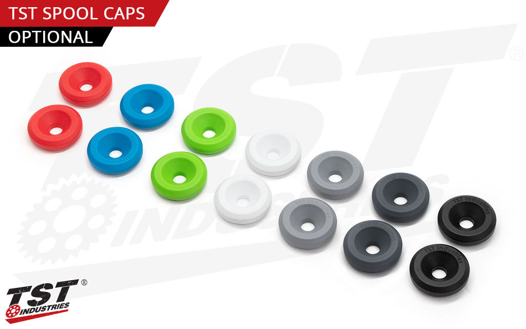 optional spool caps are available in a variety of colors.