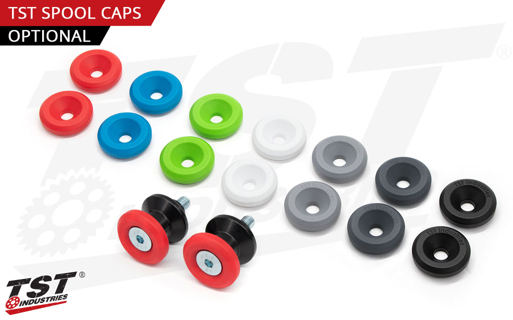 Optional TST spool caps available in a wide variety of colors.