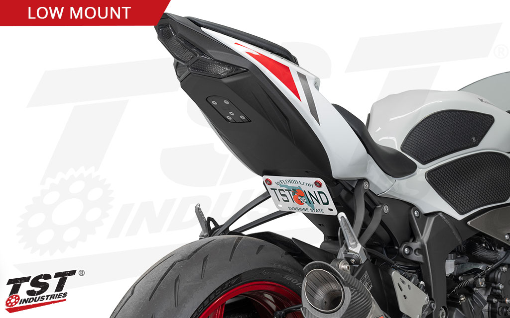 Our low-mount offers the cleanest license plate mounting solution with a race inspired look.