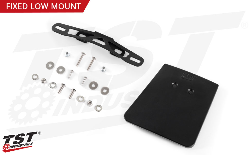 Mount your license plate in a tucked, low position under the tail for a sleek and stealthy look.
