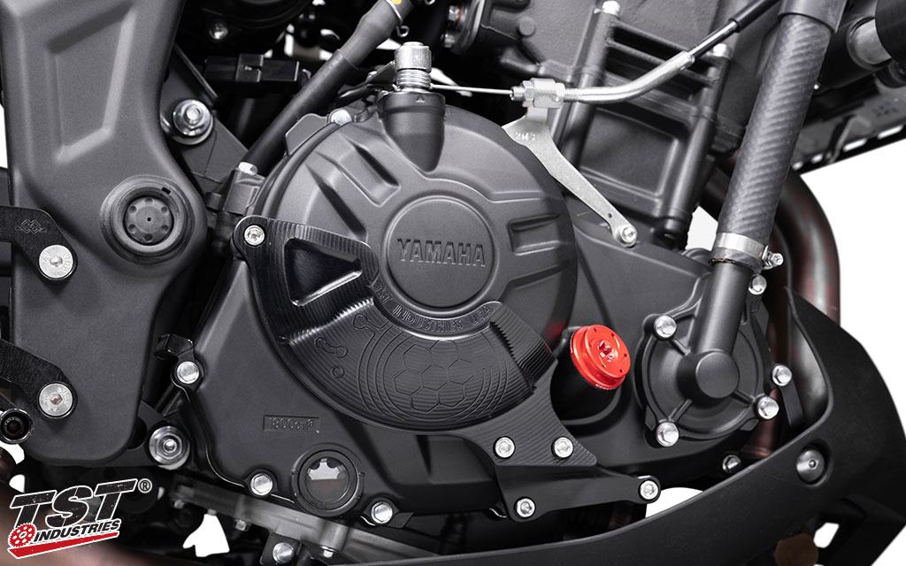 Add style and protection to your Yamaha MT-03 with TST Engine Case Cover Protectors.