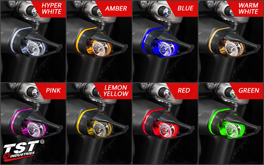 MECH-GTR available running light colors shown on Clear lens.