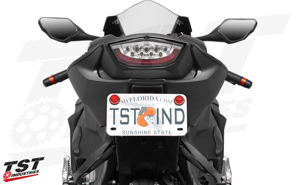 Clean up the tail of your 2017 Honda CBR1000RR with TST Industries. (Adjustable plate bracket shown)