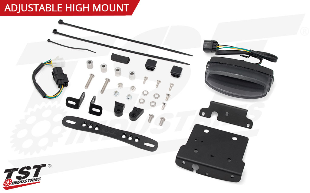 What's included - Smoked Tail Light and Adjustable License Plate Bracket Shown.