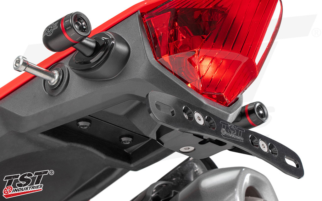 Mounting plates provide a sturdy mounting surface for TST Pod Turn Signals.