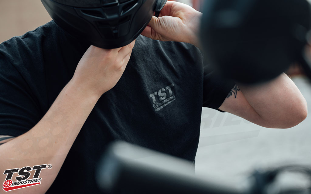 Rep your favorite motorcycle parts company with the TST Industries Reflective Blackout TSTee Shirt.
