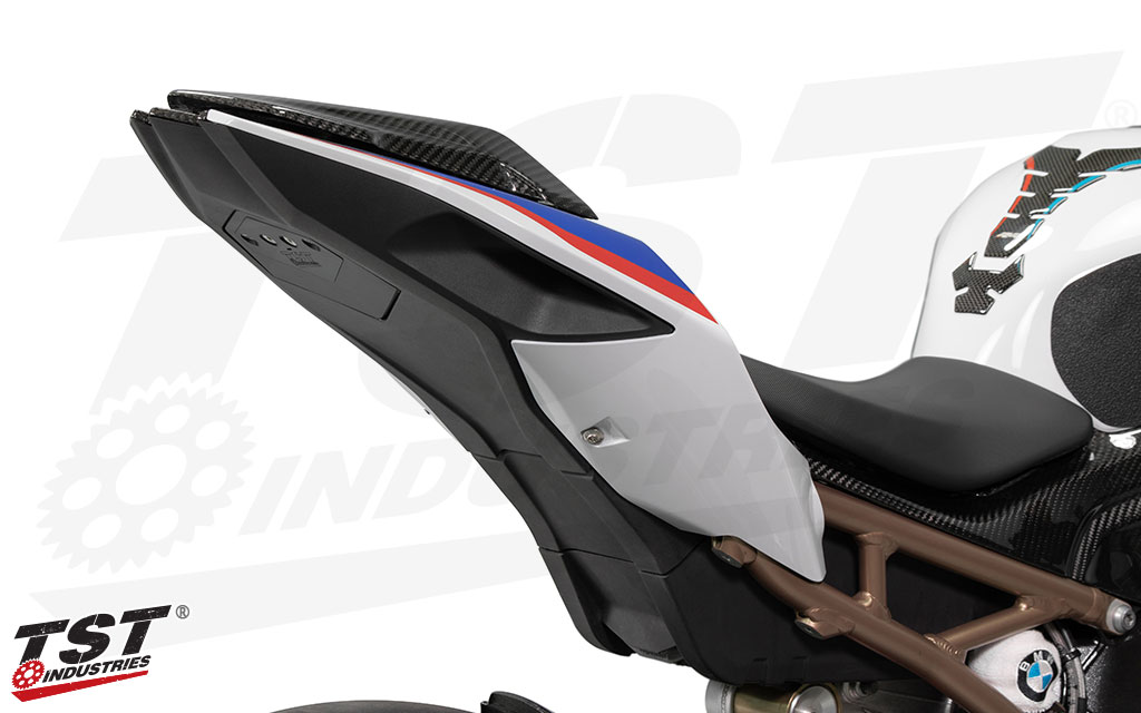 Clean up the tail section of your BMW S1000RR with the CNC machined black anodized Undertail Closeout.