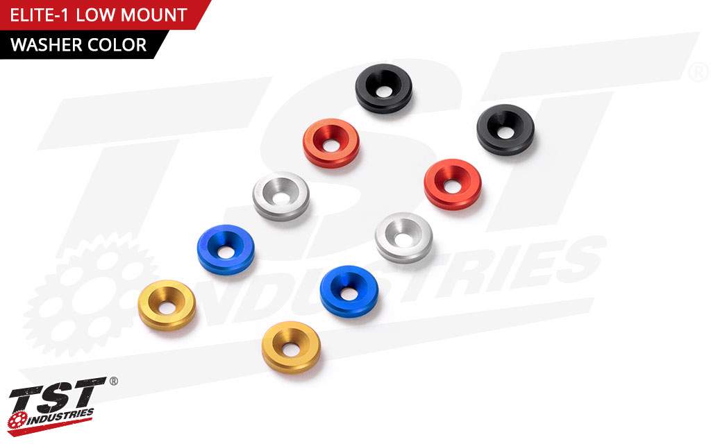 Low mount kits include your choice of anodized licnese plate mounting hardware.