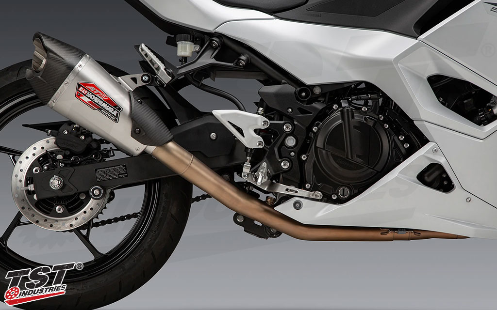 Yoshimura's Works finish provides a uniform matte look on the stainless steel construction.