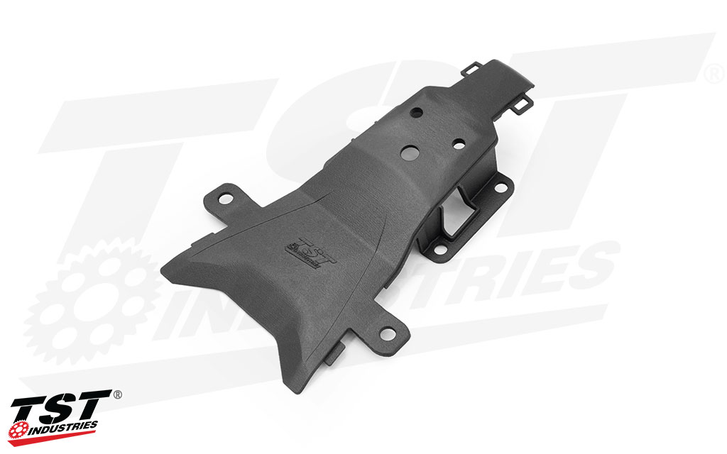 This race cover is color and texture matched to the surrounding 2025+ Yamaha MT-07 undertail panels.