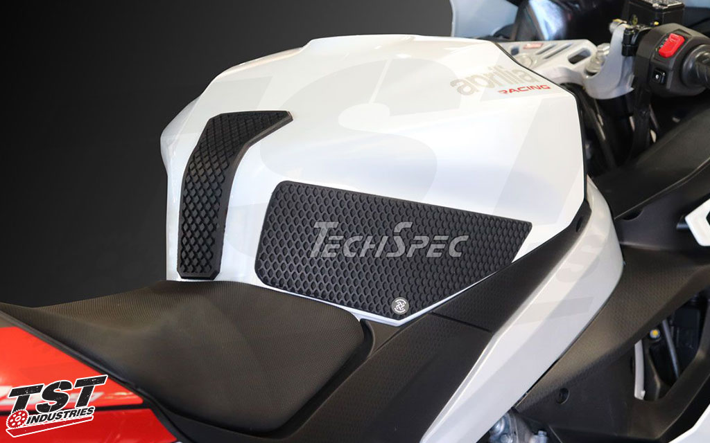 Upgrade your Aprilia RS 457 with Snakeskin TechSpec Gripster Tank Grips.