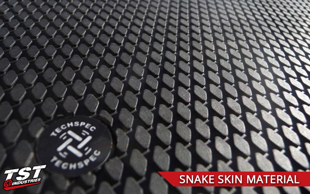 Close up view of the TechSpec Snake Skin material.