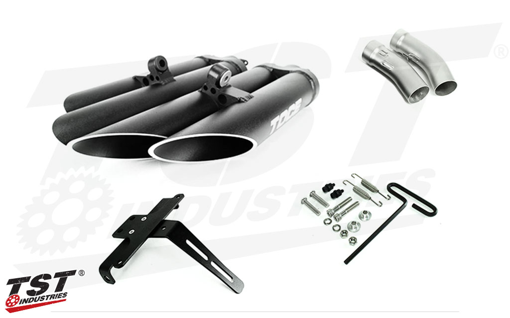 What's Included in the Toce T-Slash Slip-On Exhaust kit for Ducati 848 1098 & 1198.