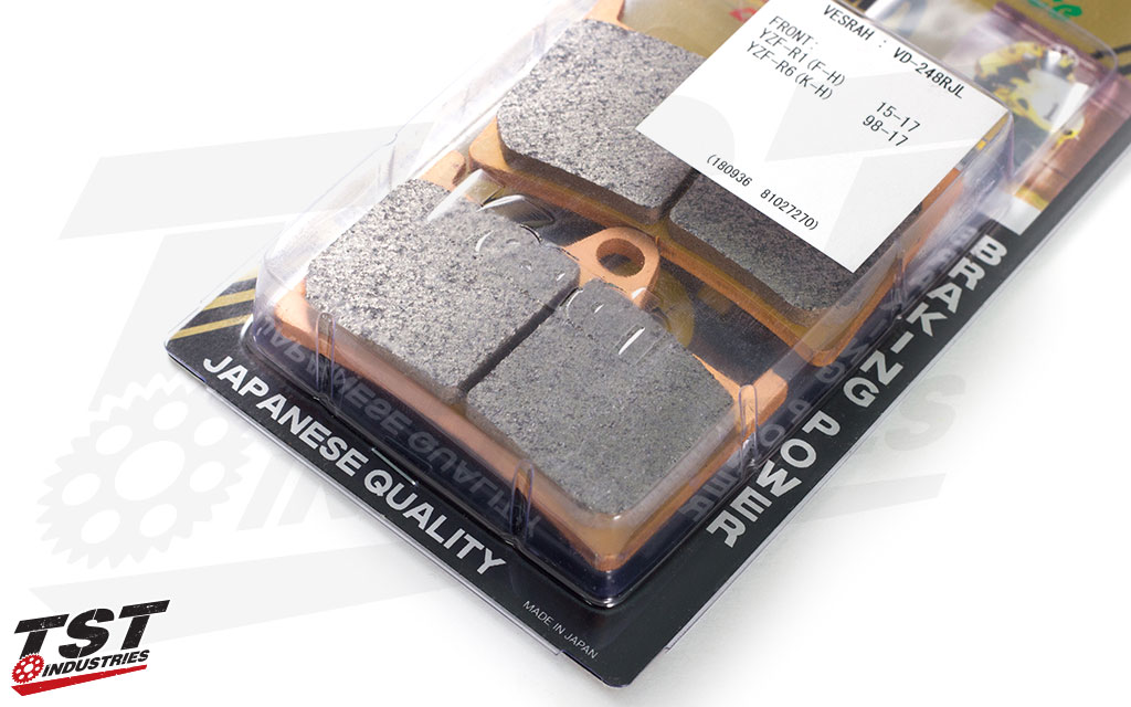 Improve the braking performance on your Yamaha sportbike with the Vesrah RJL Front Brake Pads. 