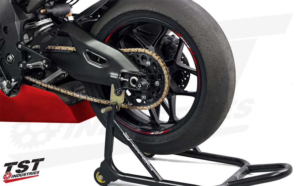 Protect your Yamaha R1 swingarm with Womet-Tech Axle Block Protectors.