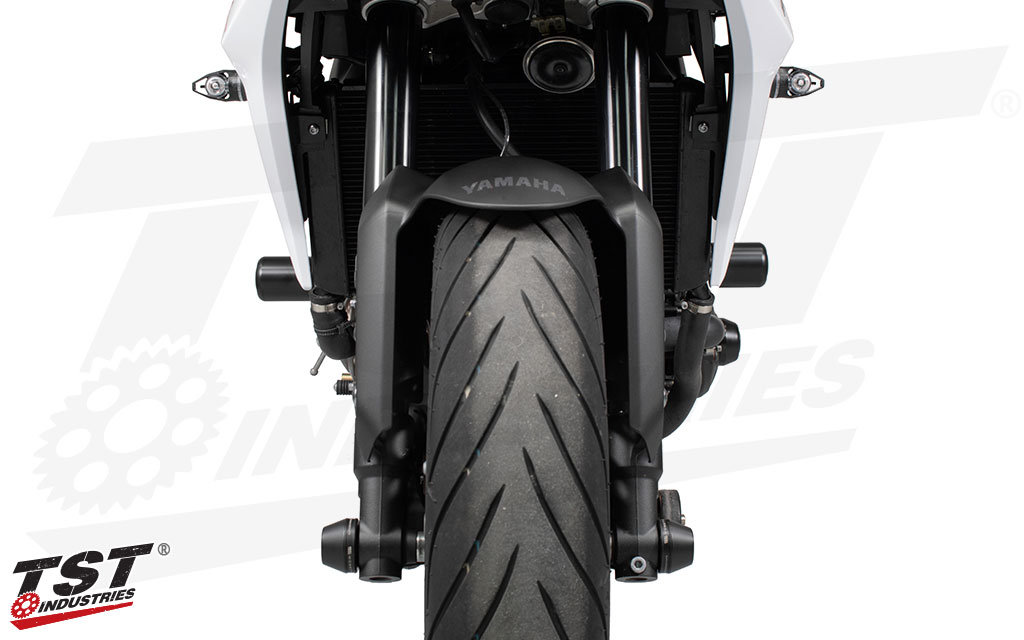 Womet-Tech Frame Sliders installed on the Yamaha Tracer 900.