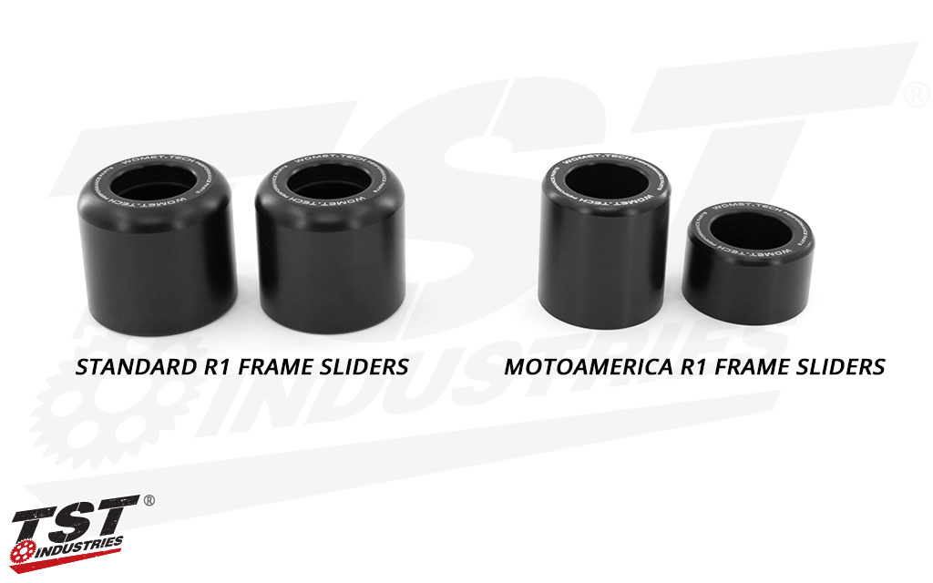 Standard Yamaha R1 Frame Slider Compared To MotoAmerica Yamaha R1 Frame Slider