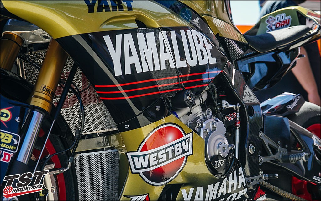 Womet-Tech Frame Sliders on the MotoAmerica Team Westby Yamaha R1.