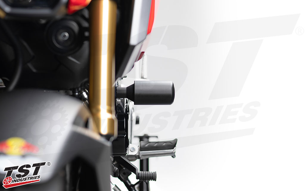 Keep your Honda Grom protected with durable frame sliders from TST Industries.