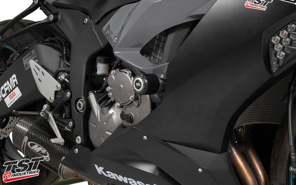 Robust delrin sliders provide valuable crash protection to your ZX6R. (Silver Slider Cap Sold Separately) 
