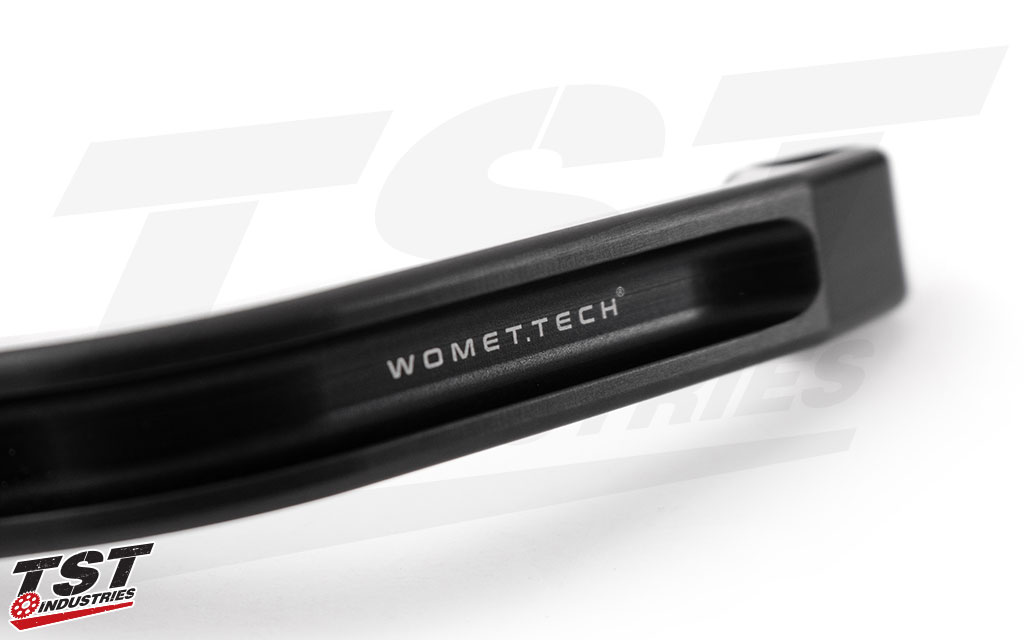Laser etched Womet-Tech logo.