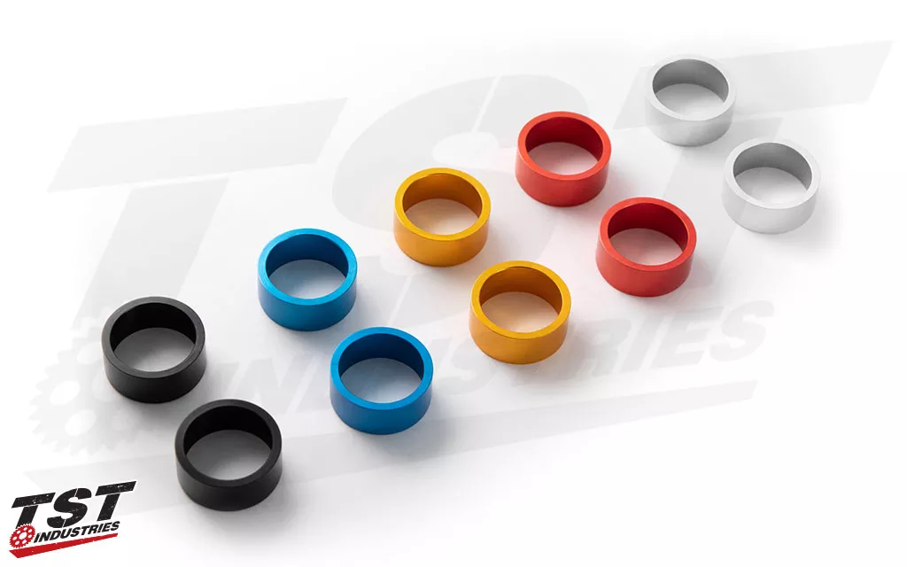 Choose the anodized accent ring color that goes best with your ride.
