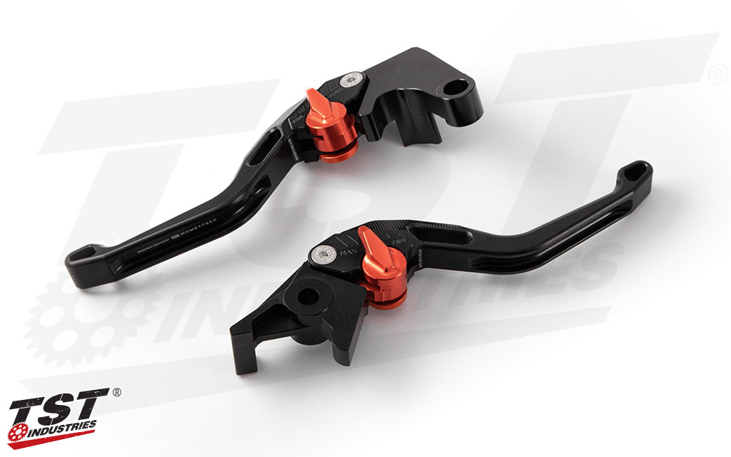 Upgrade your levers to CNC machined black anodized levers with an aggressive design and adjustable pull distance.