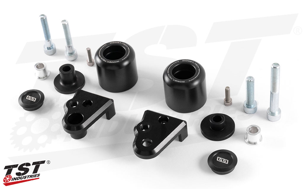 Includes Womet-Tech No-Cut Frame Sliders for your 2013-2018 Kawasaki ZX6R.
