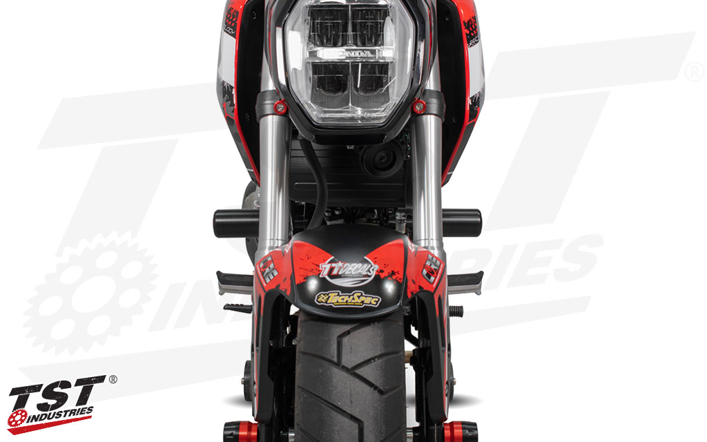 Keep your Honda Grom safe with TST Industries Frame Sliders.